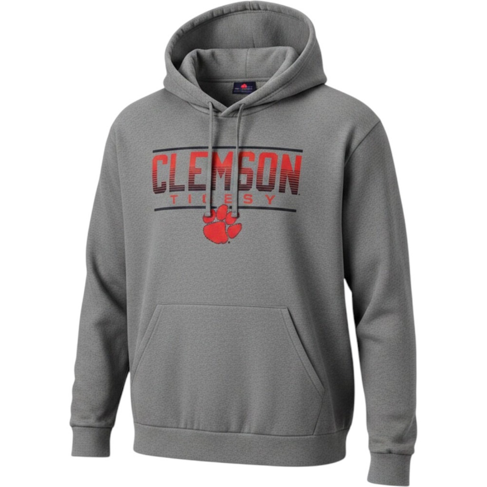 Champion Clemson Tigers Hoodie Mens XL Gray Fleece Sweatshirt CS1009 Paw Logo
